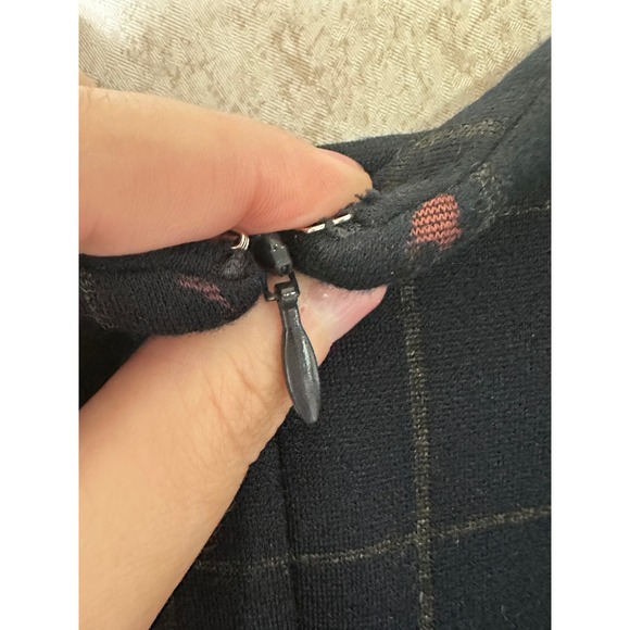 Theory Dolman Mock Neck Dress Windowpane Knit Short Sleeve Navy‎ Size Small - Picture 7 of 8